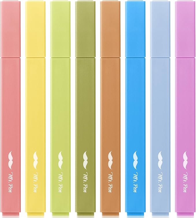 Mr. Pen- Aesthetic Highlighters No Bleed, 8 Pack, Autumn Colors, Chisel Tip | Cute Highlighters Assorted Colors for Journaling, Highlighting, Underlining, Fast Dry, Back to School Supplies
