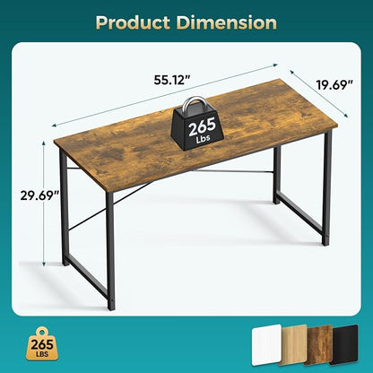 OLIXIS 40 Inch Computer Office Desk for Small Spaces, Writing Gaming Work Desk Modern Study Table with Storage Bag & Headphone Hook Home Bedroom, Rustic Brown