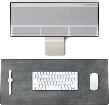 Customized Handmade Leather 26"x13" Desk Mat, Handcrafted Genuine Leather Desk Pad for Office, Personalized Protective Mouse Pad, Small, Grey