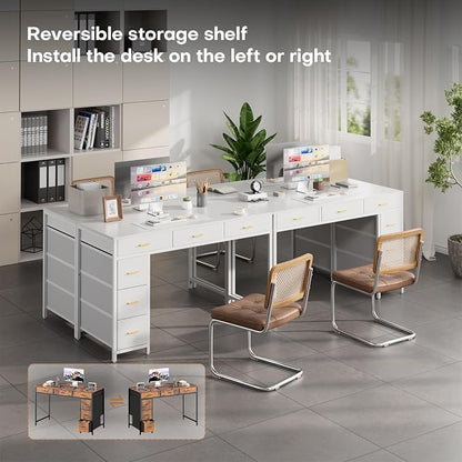 HLDIRECT 47" Computer Desk with 6 Drawers, Home Office Desk with Large Storage for Home Office,Gaming,Writing Study,Work (White)