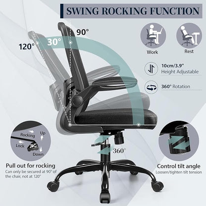 FelixKing Office Chair, Ergonomic Desk Chair with Adjustable Height and Lumbar Support Swivel Lumbar Support Desk Computer Chair with Flip up Armrests for Conference Room (Black),Pack of 2