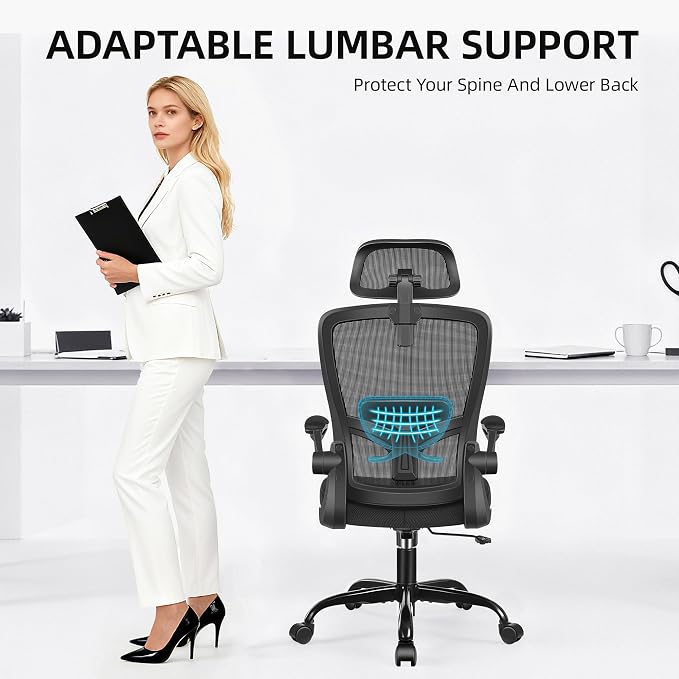 FelixKing Office Chair, Desk Chair with Adjustable Lumbar Support, Ergonomic Computer Chair with High Back and Armrest, Adjustable Height Gaming Chair Home Office Swivel Chair, Pack of 10, Black