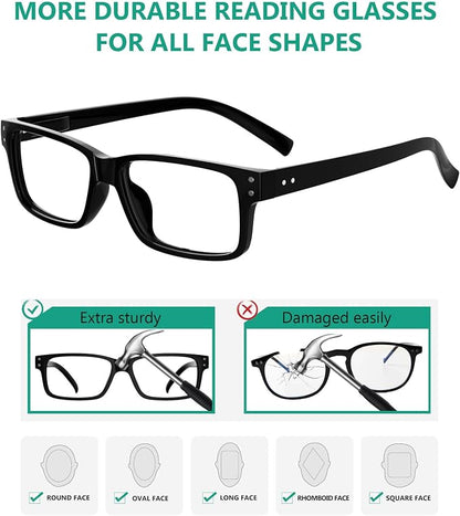 Eyekepper Vintage Reading Glasses for Men - 5 Pack Classic Readers with Spring Hinges +2.00