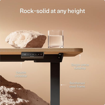 Desktronic HomeOne Standing Desk 60x30 — Ergonomic Sit Stand Home Office Desk, Made in Europe, Electric Dual Motor Height Adjustable, USB & USB-C Charging, Wobble-Free, Touchscreen, 3 Memory Presets