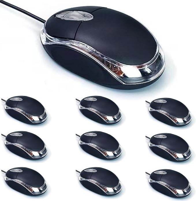 Guiheng 10 Pack Wired Mini Optical Mouse Computer Mouse Ergonomic Mouse with USB Mouse for Laptop PC Desktop mice Compatible with Windows Linux Mac fit for Office Business Home,Kids（Black）