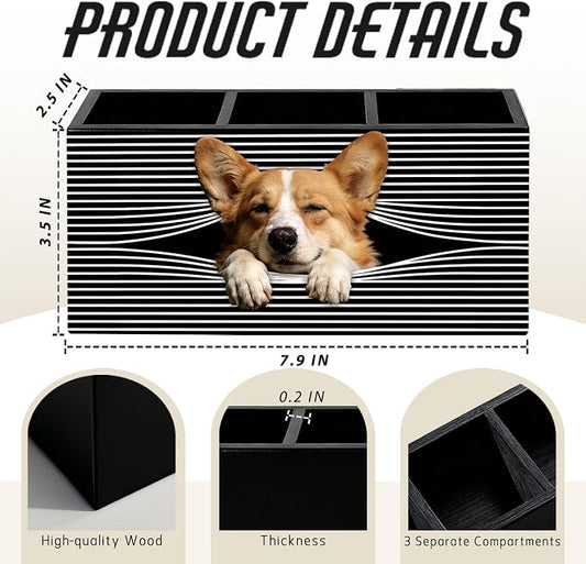 Funny Corgi Pen Pencil Holder for Desk, Corgi Lovers Gifts for Women Men, Dog Mom Lovers Gifts, Dog Office Decor Wooden Box Sign Decorations for Home Office Bedroom Desk Tabletop