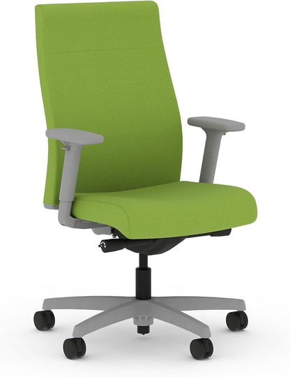 HON Ignition 2.0 Ergonomic Office Chair with Adjustable Arms, Advanced Synchro‑Tilt Recline, Upholstered Desk and Computer Chair for Home Office or Workstation, Titanium Frame, Pear