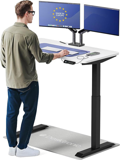 Desktronic HomeOne Standing Desk 48x24 — Ergonomic Sit Stand Home Office Desk, Made in Europe, Electric Dual Motor Height Adjustable, USB & USB-C Charging, Wobble-Free, Touchscreen, 3 Memory Presets