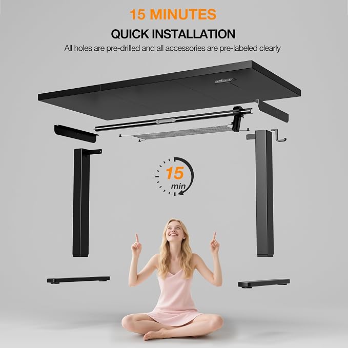 Acrolix Electric Standing Desk, Height Adjustable Home Office Desk with Memory Presets & Cable Management,Black Sit Stand Desk for Work from Home, Ergonomic Computer Desk (63" x 24")
