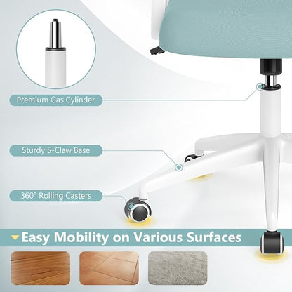 Giantex Mesh Office Chair, Ergonomic Desk Chair with Flip-up Arms & Lumbar Support, Height Adjustable Swivel Computer Desk Chair with High Back for Home Office (Blue)