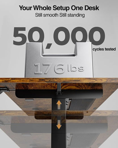 Acrolix Electric Standing Desk, Height Adjustable Home Office Desk with Memory Presets & Cable Management,Rustic Brown Sit Stand Desk for Work from Home, Ergonomic Computer Desk (48" x 24")