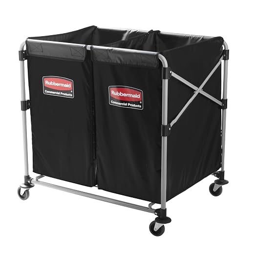 Rubbermaid Commercial Products Collapsible X Cart, Black Multistream, Steel Industrial Laundry/Trash Cart with Wheels for Hotels/Hospitals/Nursing Homes/Offices