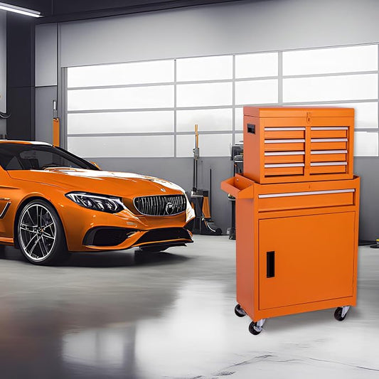 RYH 5 Drawers Rolling Tool Chest & Tool Box on Wheels | Heavy Duty Metal Cart with Ball Bearing Drawers | Fits US General Tool Box for Garage Storage (Orange, 5 Drawers（42.1" H × 20.7" W × 11" D)