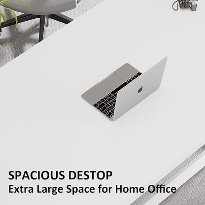 IBF Modern White Computer Desk, Industrial Long Home Office Desk for Student, Large Metal Wood Writing Study Work Desks, Farmhouse Executive Gaming Computer Table for Bedroom Living Room, White, 60 In