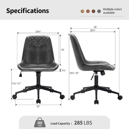 DUHOME Modern PU Leather Office Chair Desk Chair Swivel Computer Chair Grey