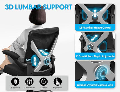 Ergonomic Office Chair - X-Shaped Computer Desk Chairs Comfy, Mesh High-Back Gaming Chair with Adjustable Lumbar Support, Executive Task Chair for Adults, Comfortable for Long Hours, Black, Pack of 2