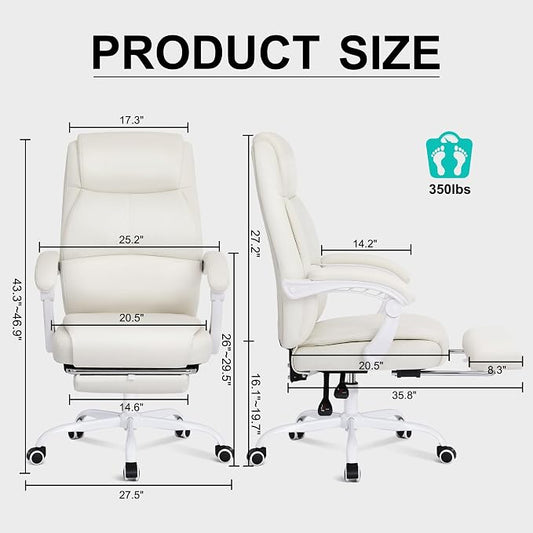 Misolant Big and Tall Office Chair with Footrest, High Back Desk Chair with Linkage Armrest, 90-155° Recline Executive Computer Chairs with Adjustable Height for Home