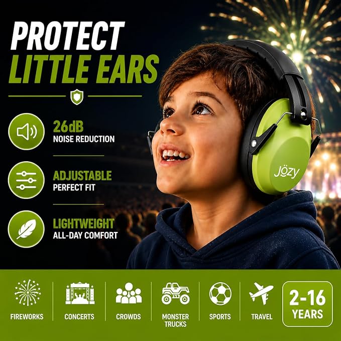 Jozy Noise Canceling Headphones for Kids, SNR 26dB Ear Protection for Autism, Sound Proof Sensory Muffs for Hearing, Concerts