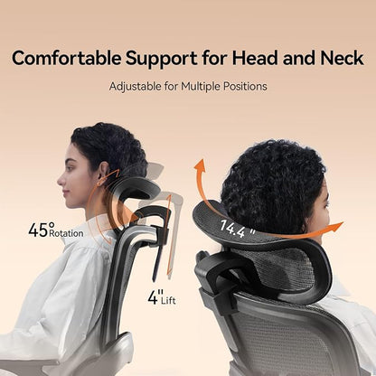 SIHOO B100 Office Chair, Comfy Ergonomic Office Chair, Computer Chair with Adaptive Lumbar Support & Wide Headrest, Flip-up Armrests, Swivel Desk Chair for Long Hours, Without Footrest, Black