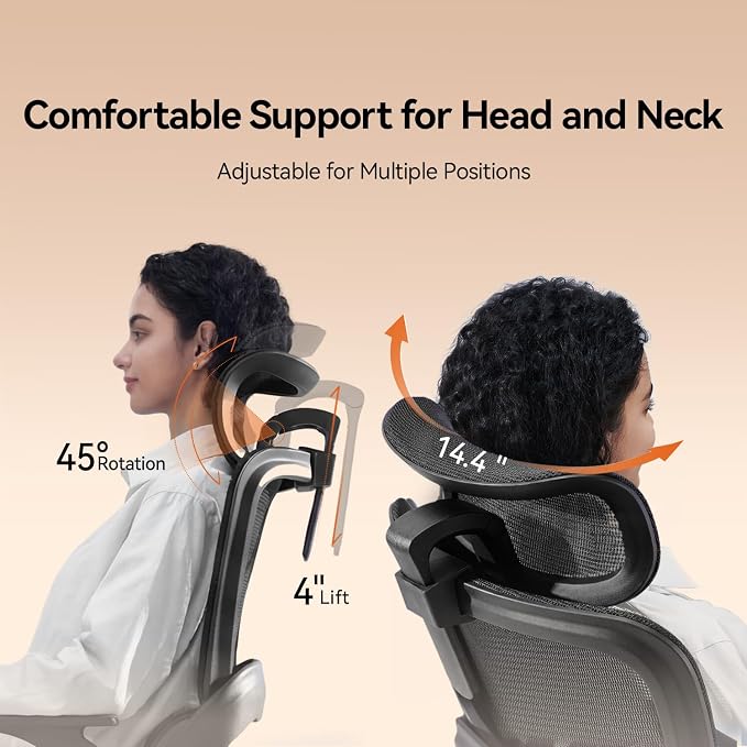 SIHOO B100 Office Chair, Ergonomic Office Chair Without Footrest, Computer Chair with Wide Headrest & Adaptive Lumbar Support, Flip-up Armrests, Swivel Desk Chair for Long Hours, Black