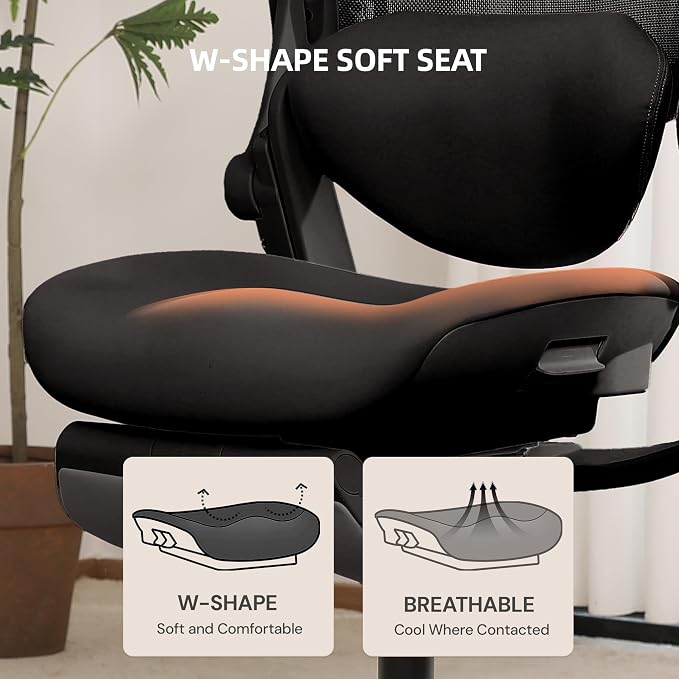 CabLady S2 Petite Office Chair for Women & Small Frames | 330lb Capacity, 4D Adjustable Lumbar/ Headrest, Flip-Up Arms & Footrest, Ergonomic Desk Chair