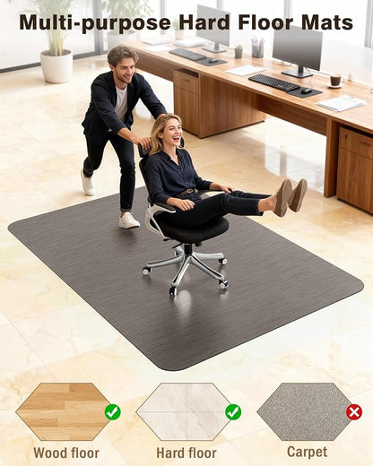 Blvornl Ultra Large Office Chair Mat for Hardwood Floor, Rolling Chair Mat for Hard Wood, Large Anti-Slip Hard Floor Protector, Heavy Duty Computer Desk Rug for Office and Home 47.2"*60" Brown