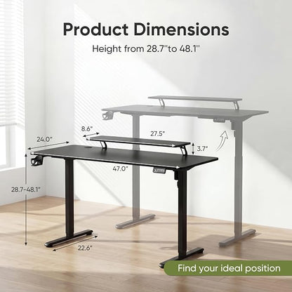 Furmax Electric Standing Desk, 55 x 24 Inches Sit Stand up Desk, Sit Stand Height Adjustable Home Office Desk with Monitor Stand (Rustic Brown, 47)