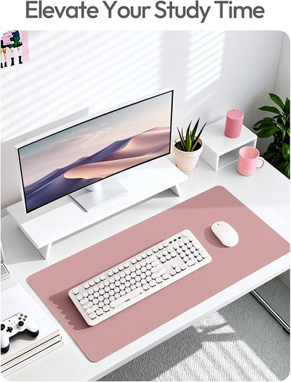 YSAGi Leather Desk Pad Protector, Office Desk Mat, Large Mouse Pad, Non-Slip PU Leather Desk Blotter, Laptop Desk Pad, Waterproof Desk Writing Pad for Office and Home (Pale Mauve,55" x 24")