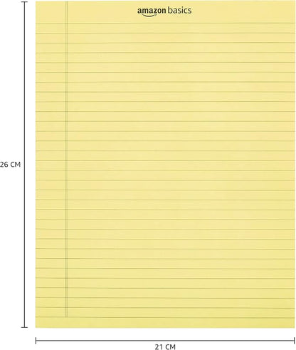 Amazon Basics Legal/Wide Ruled 8.5 x 11.75 inch Legal Pad, Canary, 72 Count (Pack of 12), 50 sheets per pad, 6 packs per carton