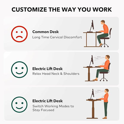 Cubiker L Shaped Standing Desk, 63" Electric Height Adjustable Corner Standing Desk L Shape, Sit Stand Home Office Desk with Splice Board, Rustic Brown Top