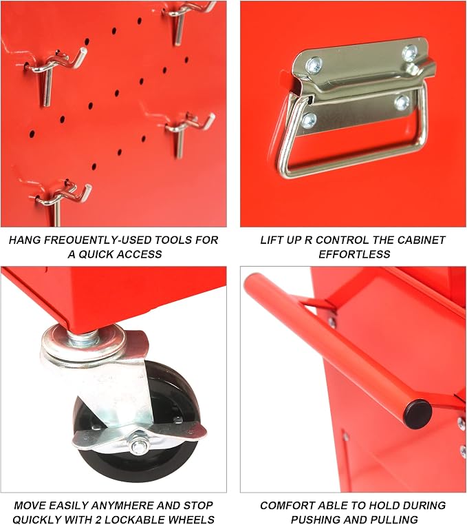 RYH 6 Drawers Rolling Tool Chest & Tool Box on Wheels | Heavy Duty Metal Cart with Ball Bearing Drawers | Fits US General Tool Box for Garage Storage (Red, 6 Drawers 3 in 1/51.99" H × 20.87" W)