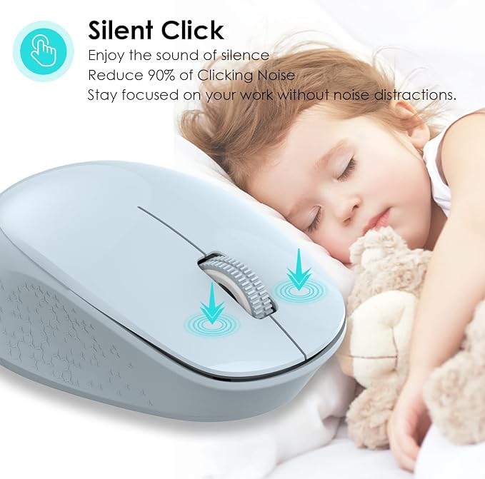 LeadsaiL Wireless Mouse for Laptop, 2.4GHz Silent USB Mouse, Slim Optical Mouse with 3 Buttons, 1600 DPI, Works with Windows, Mac, Chrome OS, Linux