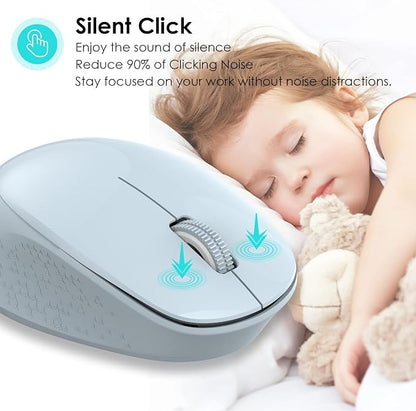LeadsaiL Wireless Mouse for Laptop, 2.4GHz Silent USB Mouse, Slim Optical Mouse with 3 Buttons, 1600 DPI, Works with Windows, Mac, Chrome OS, Linux