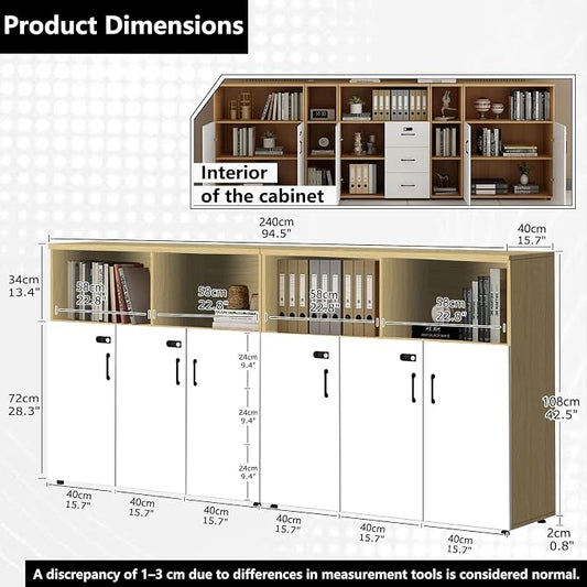 File Cabinet with Password Lock, Wood Lateral Filing Cabinet for Letter/A4 Files, 3 Drawer with Door, Printer Stand with Open Shelves for Home Office