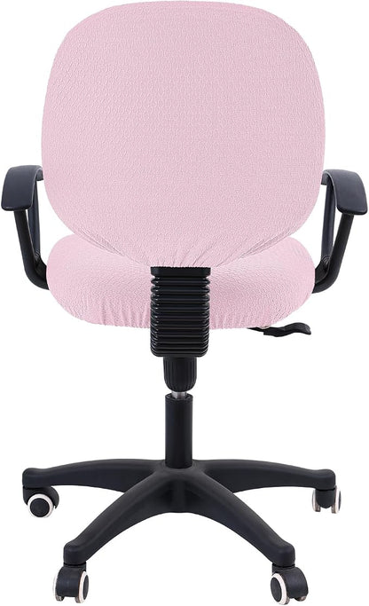 Smiry Stretch Jacquard Office Computer Chair Covers, Removable Washable Universal Desk Rotating Chair Slipcovers Protector, Seat + Backrest Cover, Pink