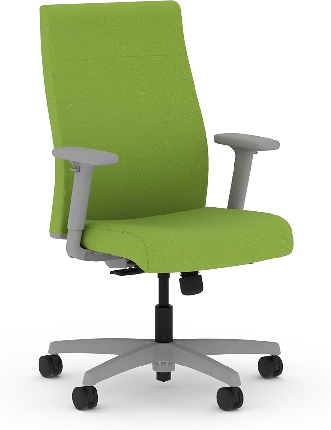 HON Ignition 2.0 Ergonomic Office Chair with Adjustable Arms, Standard Synchro‑Tilt Recline, Upholstered Desk and Computer Chair for Home Office or Workstation, Titanium Frame, Pear