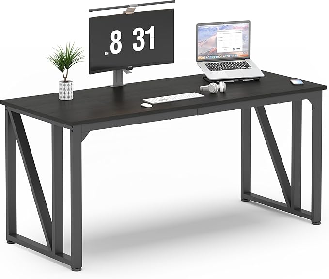 NSdirect Computer Desk 63×23.6 Inch Gaming Desk with Deeper & Thicker Desktop, Office Desk Work Desk for Home Office, Black