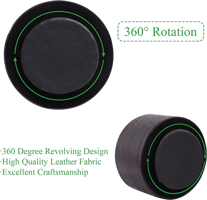 Round Leather Art Supply Organizer,Remote Control Holder,360 Degree Spinning,Multi-Functional Pencil Holder,4 Compartments Desktop Stationary Organizer(1-Dark Brown2)