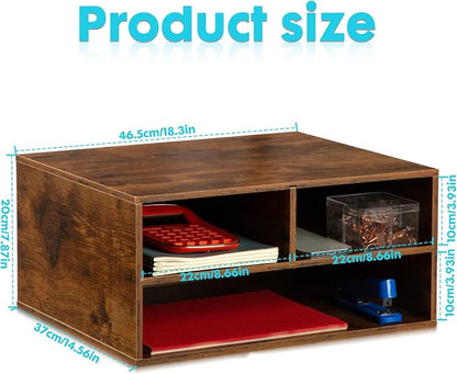 EMERIT Printer Stand Shelf with Storage Wood Desk Paper Organizer for Home/Office, Printer Riser, 2 Tier
