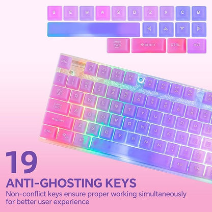 CHONCHOW LED Gaming Keyboad and Mouse Combo, Transparent RGB Rainbow Backlit Keyboard, 104 Keys Anti-ghosting USB Wired Silent Keyboard, 7 Color RGB Gaming Mouse for PC Laptop Xbox PS4 Gamers and Work