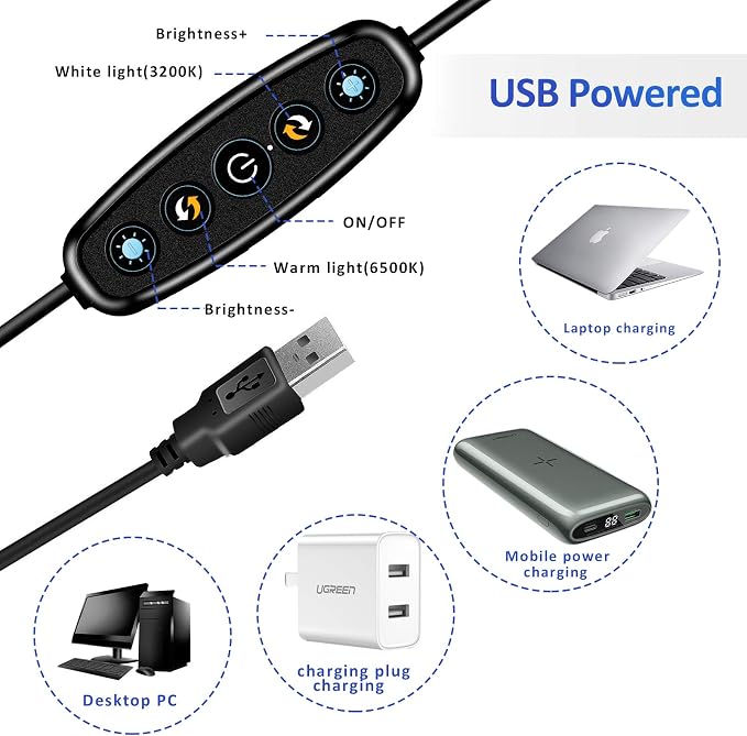 Cyezcor Video Conference Lighting Kit, Ring Light for Monitor Clip On,for Remote Working, Distance Learning,Zoom Call, Self Broadcasting and Live Streaming, Computer Laptop Video Conferencing