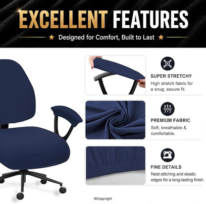 DIVA EN CAMINO DEC Stretchable Split Office Chair Seat Covers - Stretch Computer Chair Slipcover - Washable Rotating Backrest Coverings & Cushion Protectors & Armrest Covers for Dogs, Cats, Pets