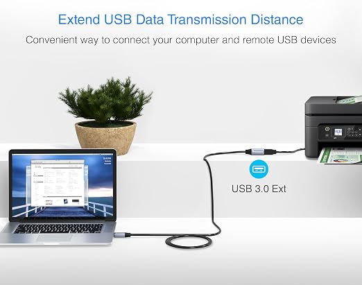 BlueRigger USB 3.0 Extension Cable (15FT - 2 Pack, 5 Gbps, in-Wall CL3 Rated, Type A Male to Female Cord) - Short USB Repeater Extender for VR Headset, Printer, Hard Drive, Keyboard, Mouse, Xbox