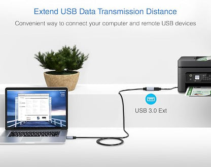 BlueRigger USB 3.0 Extension Cable (3FT - 2 Pack, 5 Gbps, in-Wall CL3 Rated, Type A Male to Female Cord) - Short USB Repeater Extender for VR Headset, Printer, Hard Drive, Keyboard, Mouse, Xbox