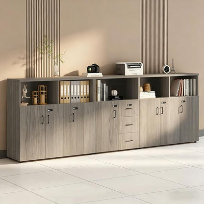 File Cabinet with Password Lock, Wood Lateral Filing Cabinet for Letter/A4 Files, 3 Drawer with Door, Printer Stand with Open Shelves for Home Office