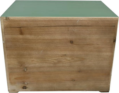 Vintage 6-Drawer Wooden Desktop Organizer Cabinet, Rustic Distressed Wood Card Catalog Cabinet, Antique Storage Box for Jewelry Cosmetics Craft Paper Home Office Decor (Green)