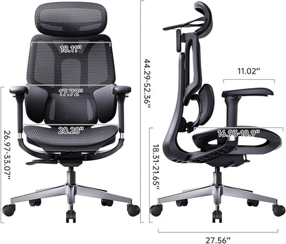 Hbada E3 Air 2026 Ergonomic Office Chair, 3-Zone Lumbar Support, Comfy Home Office Chair with Auto Recline, 4D Headrest & Armrests, 140° Tilt for Work & Relax, Black