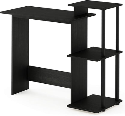 Furinno EFFICIENT Desk, 28.6" Wide Gaming Desk with 3 Open Side Shelves, Laptop Notebook Computer Desk, Office Desk for Home Office, Study Room, Dorm, Bedroom, Americano