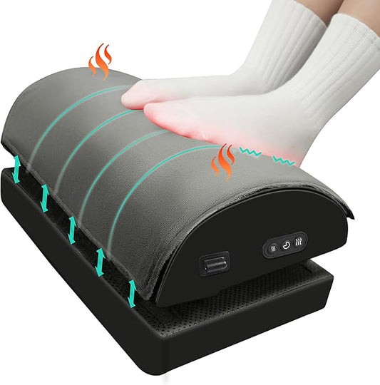Snailax Foot Rest Under Desk at Work, Heated Under Desk Foot Stool with Double Layer Adjustable Height, Feet Warmer with Vibration Massage, Ergonomic Gaming Home Footstool for Lumbar Back Knee Pain