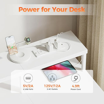 Mericonia 63 inch Computer Desk with Storage Drawers & Monitor Stand, Reversible Gaming Desk with LED Lights & Power Outlets, Large Gaming Table for Home Office